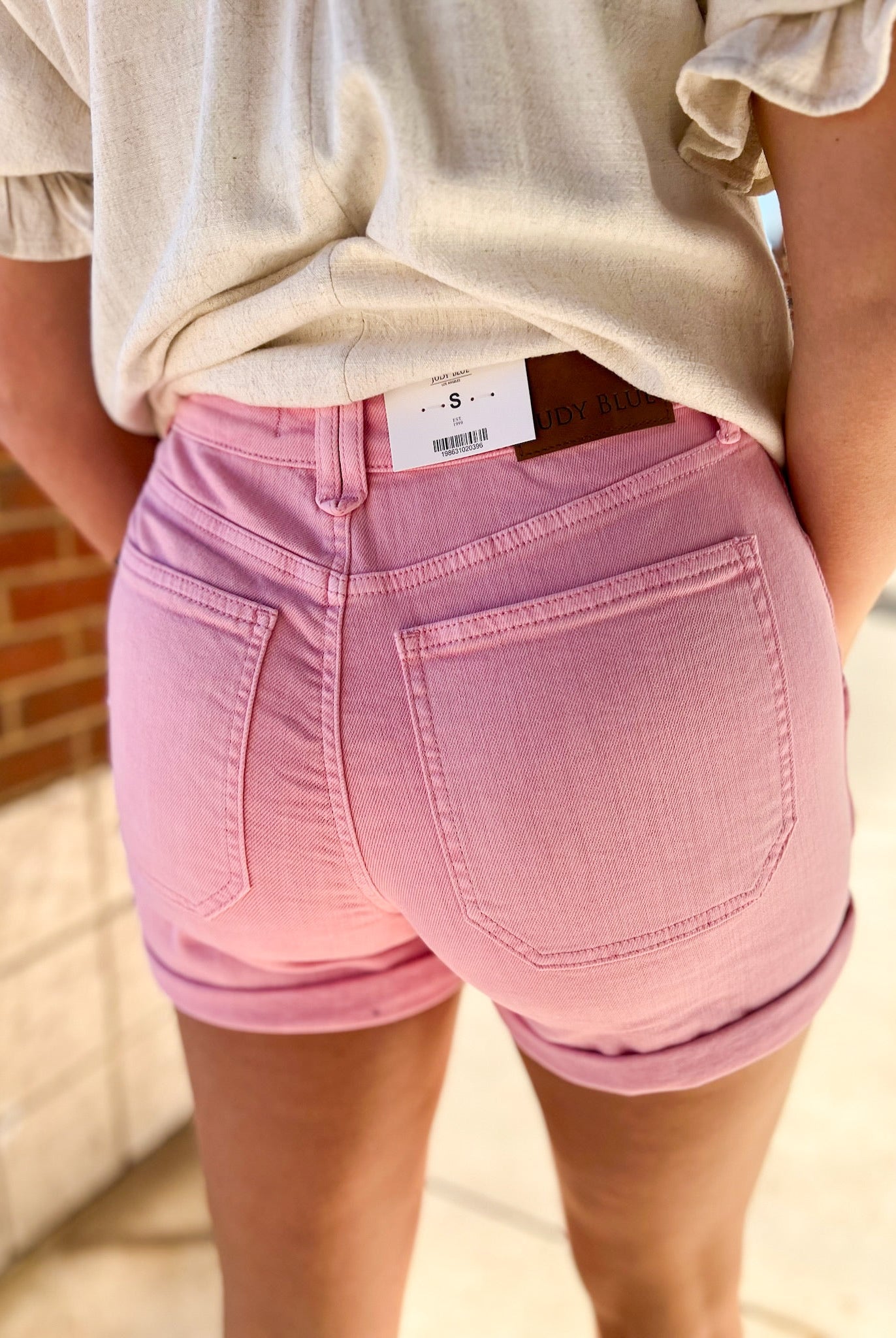 Judy Blue Dusty Pink Aurora Weekender Double Rolled Cuff Shorts 4" Inseam (R) - A'Bekah's Boutique