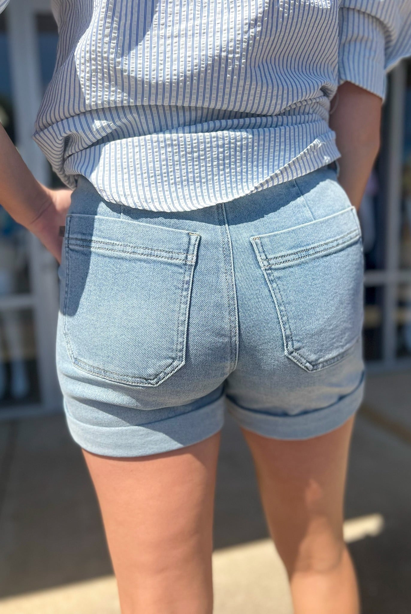 Judy Blue High Waisted Cuff Jogger Denim Shorts - A'Bekah's Boutique