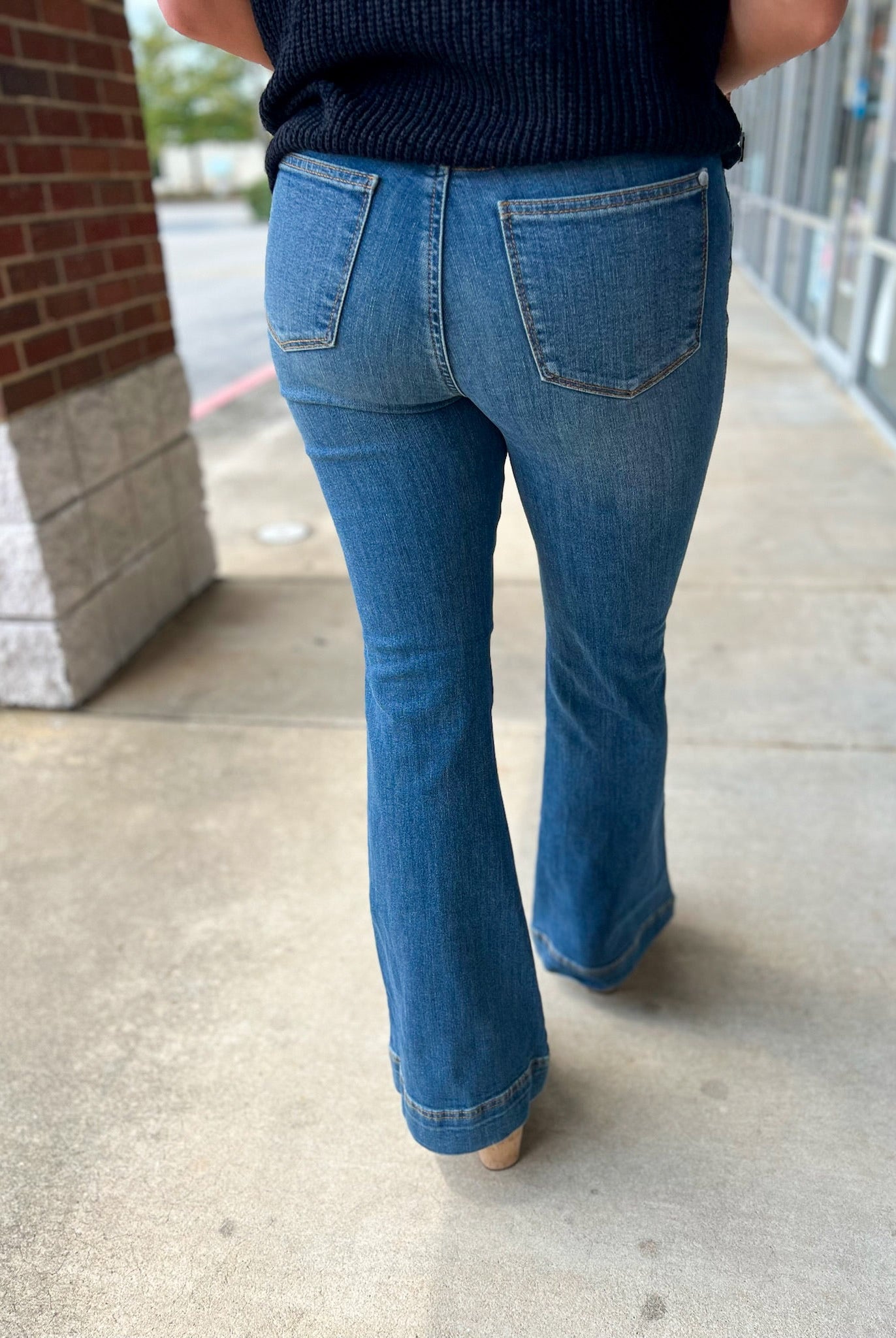 Judy Blue High Waisted Double Button 33" Inseam Flare Leg Jeans with Tummy Control - A'Bekah's Boutique