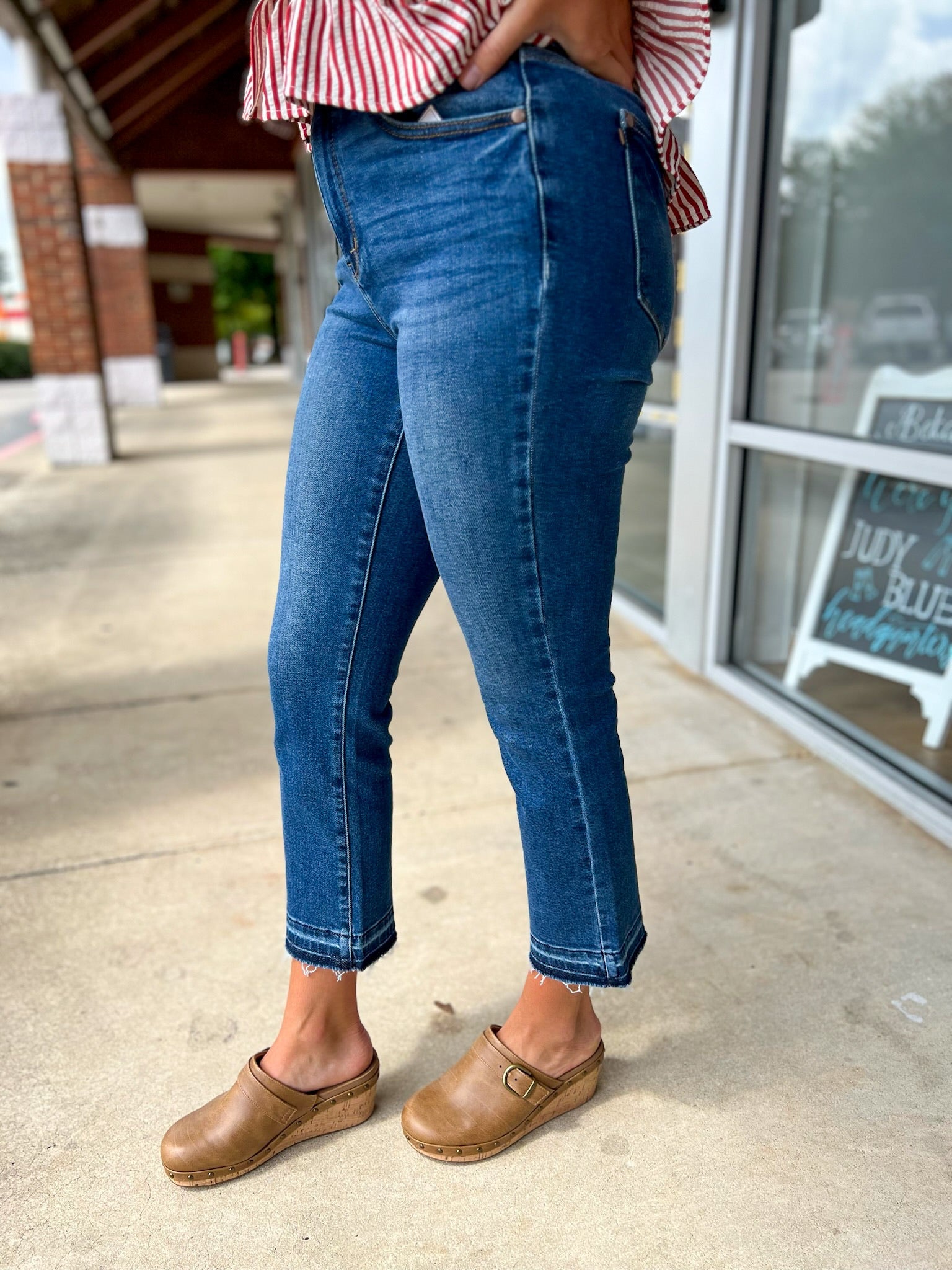 Judy Blue High Waisted Vintage Wash Release Hem Kick Flare Jeans - A'Bekah's Boutique