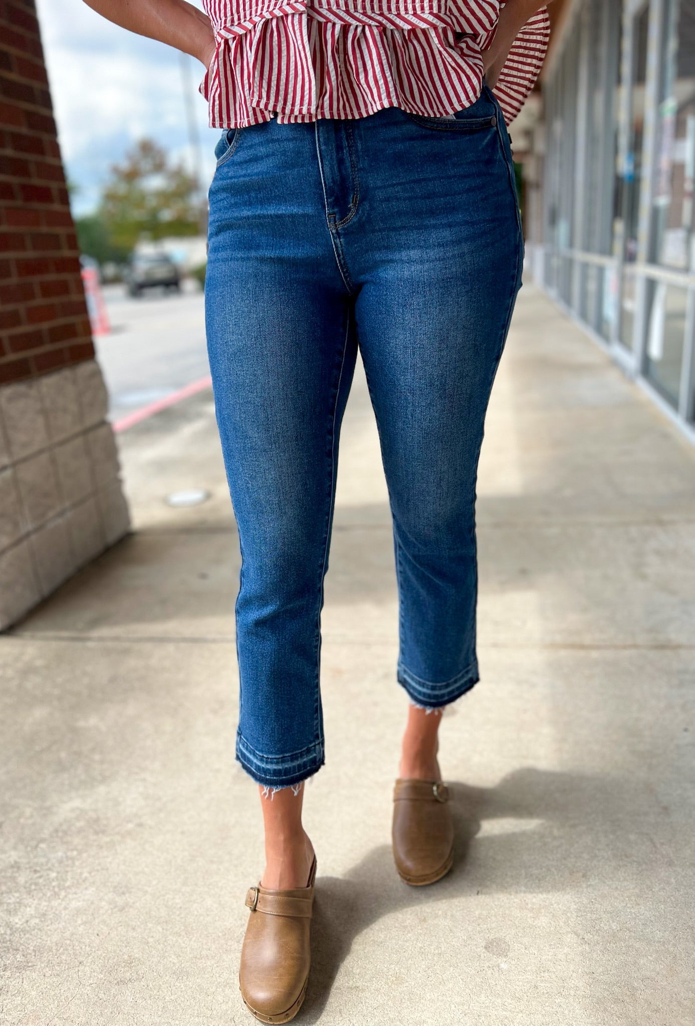 Judy Blue High Waisted Vintage Wash Release Hem Kick Flare Jeans - A'Bekah's Boutique
