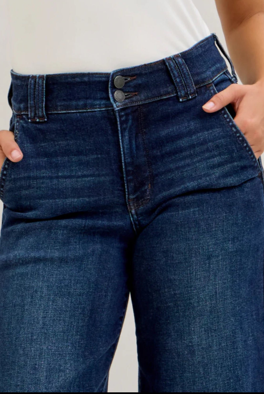 Judy Blue High Waisted Wide Leg Trouser Jeans Short Inseam - A'Bekah's Boutique