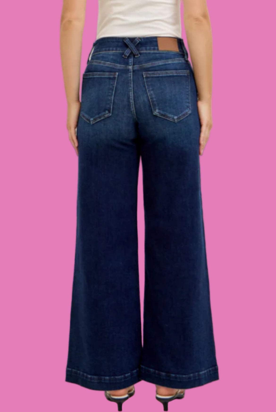 Judy Blue High Waisted Wide Leg Trouser Jeans Short Inseam - A'Bekah's Boutique