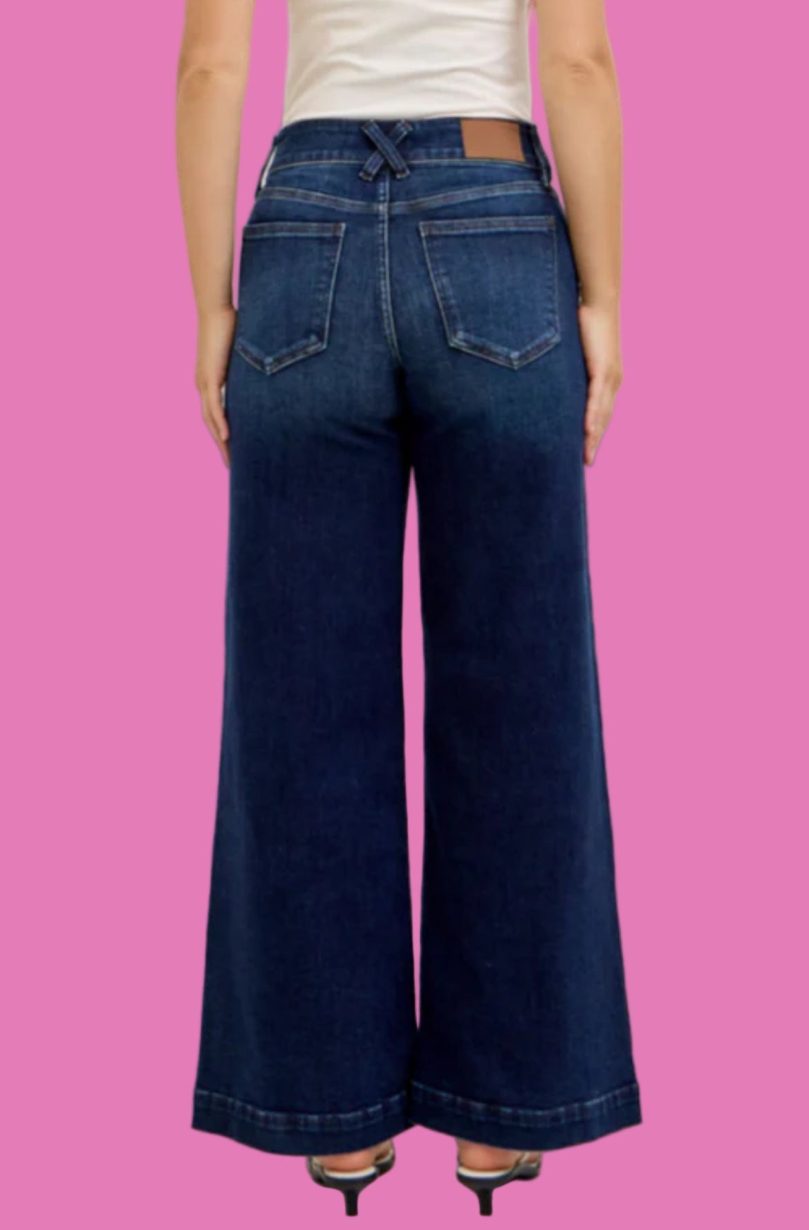 Judy Blue High Waisted Wide Leg Trouser Jeans Short Inseam - A'Bekah's Boutique
