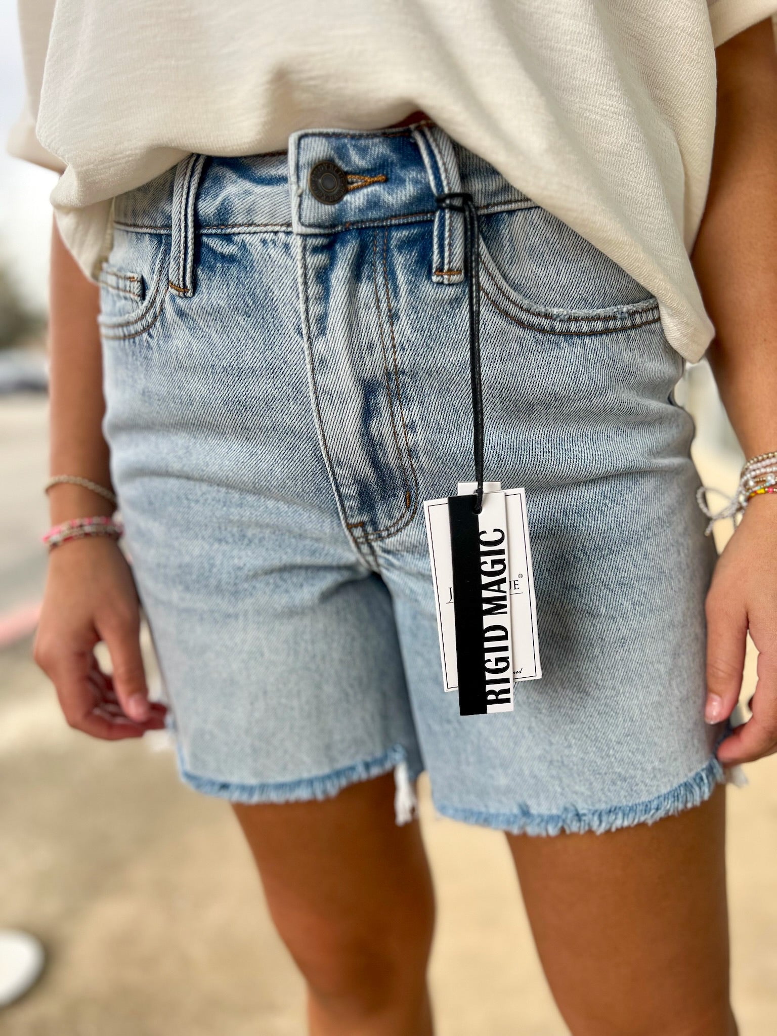 Judy Blue Light Wash Rigid Magic Denim Dad Shorts 6" Inseam - A'Bekah's Boutique