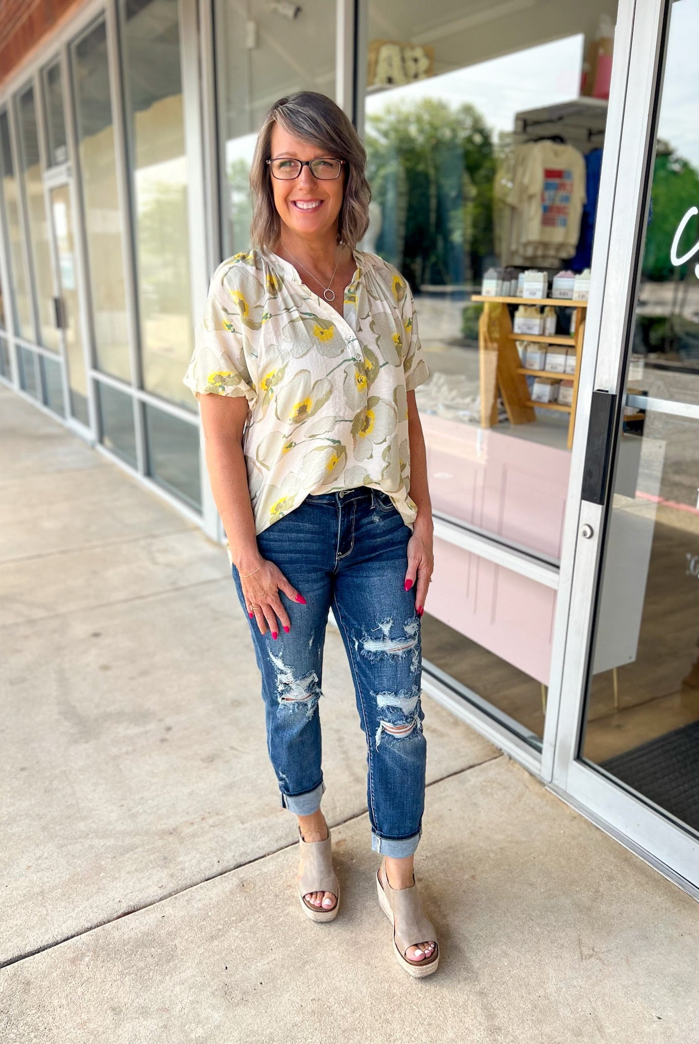 Judy Blue Mid Rise Cuffed Destroyed Boyfriend Jeans - A'Bekah's Boutique