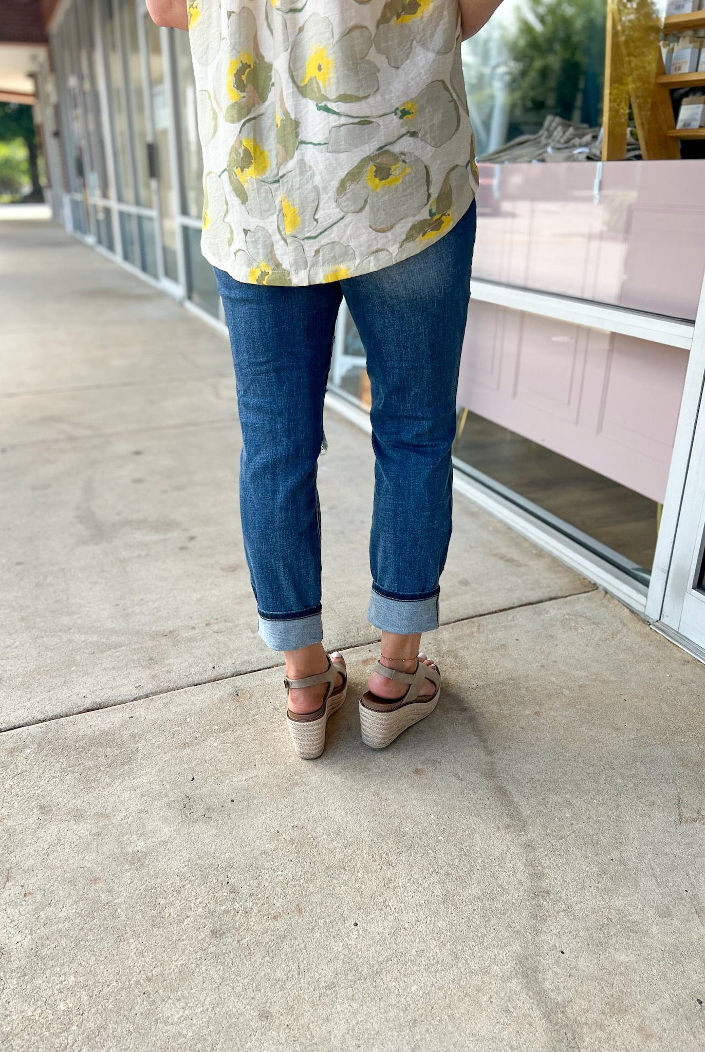 Judy Blue Mid Rise Cuffed Destroyed Boyfriend Jeans - A'Bekah's Boutique