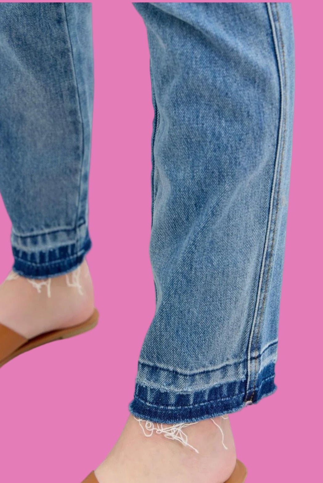 Judy Blue Mid Rise Rigid Magic Release Hem Boyfriend Jeans - A'Bekah's Boutique