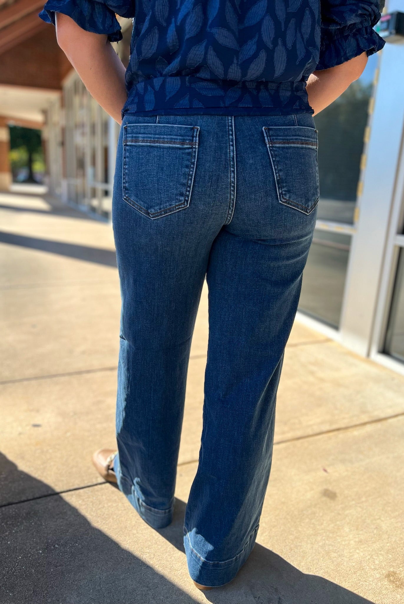 Judy Blue Mid Rise Trouser Wide Leg Jeans - A'Bekah's Boutique