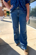 Judy Blue Mid Rise Trouser Wide Leg Jeans - A'Bekah's Boutique