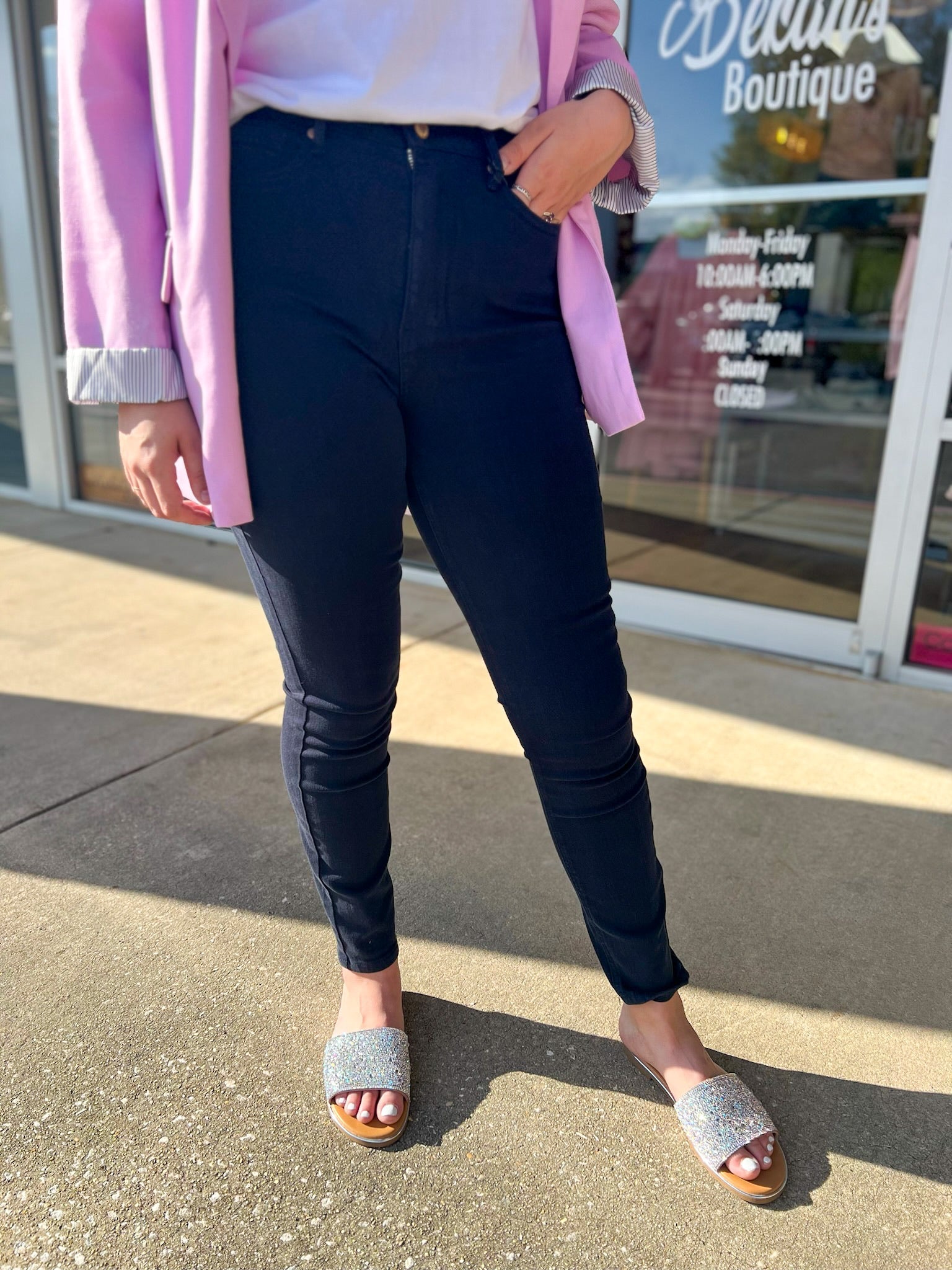 Judy Blue Navy High Waist Skinny Jeans with Tummy Control (R) - A'Bekah's Boutique