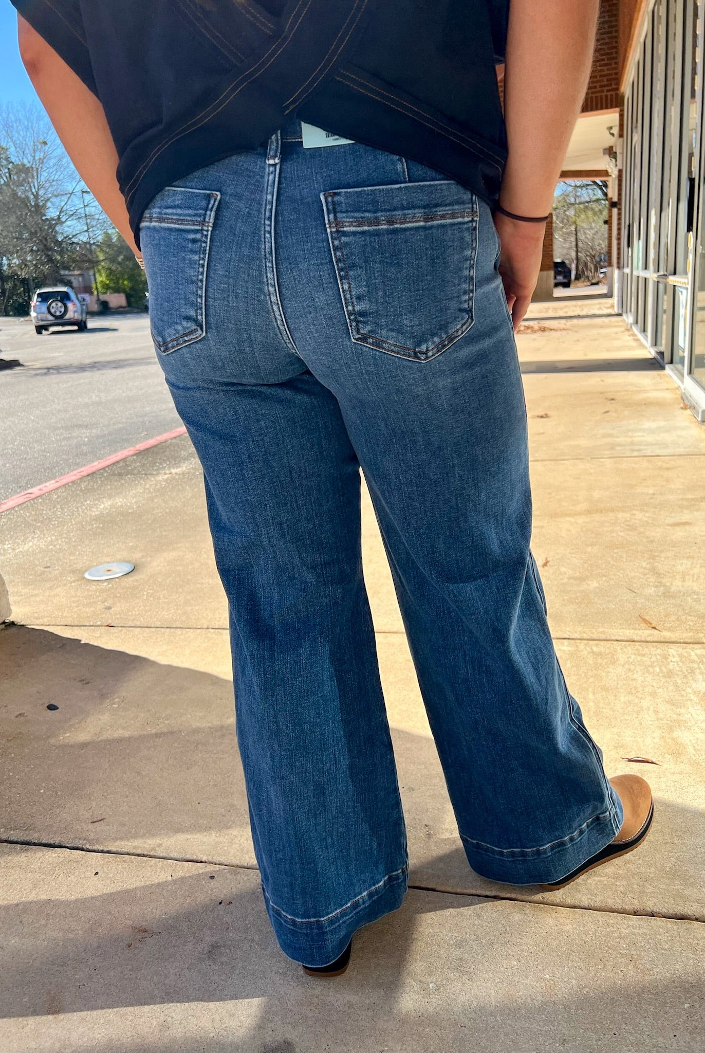 Judy Blue PETITE Mid Rise Trouser Wide Leg Jeans - A'Bekah's Boutique