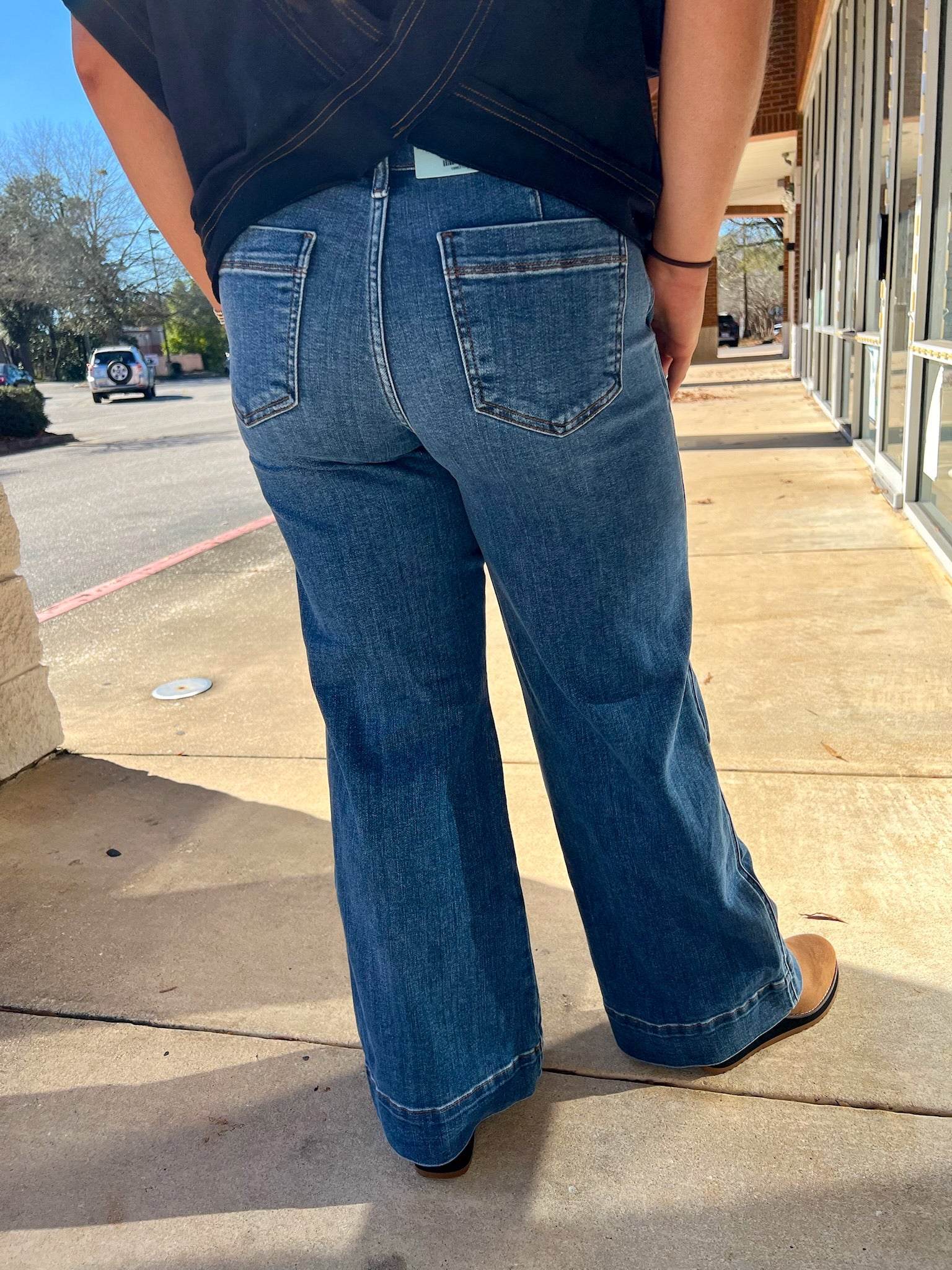 Judy Blue PETITE Mid Rise Trouser Wide Leg Jeans - A'Bekah's Boutique