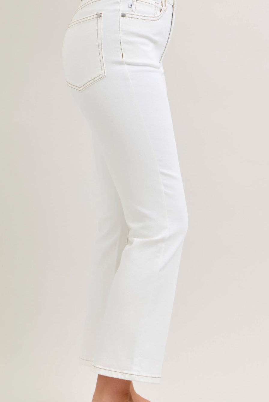 Judy Blue White High Waisted Kick Flare Jeans 26" Inseam - A'Bekah's Boutique