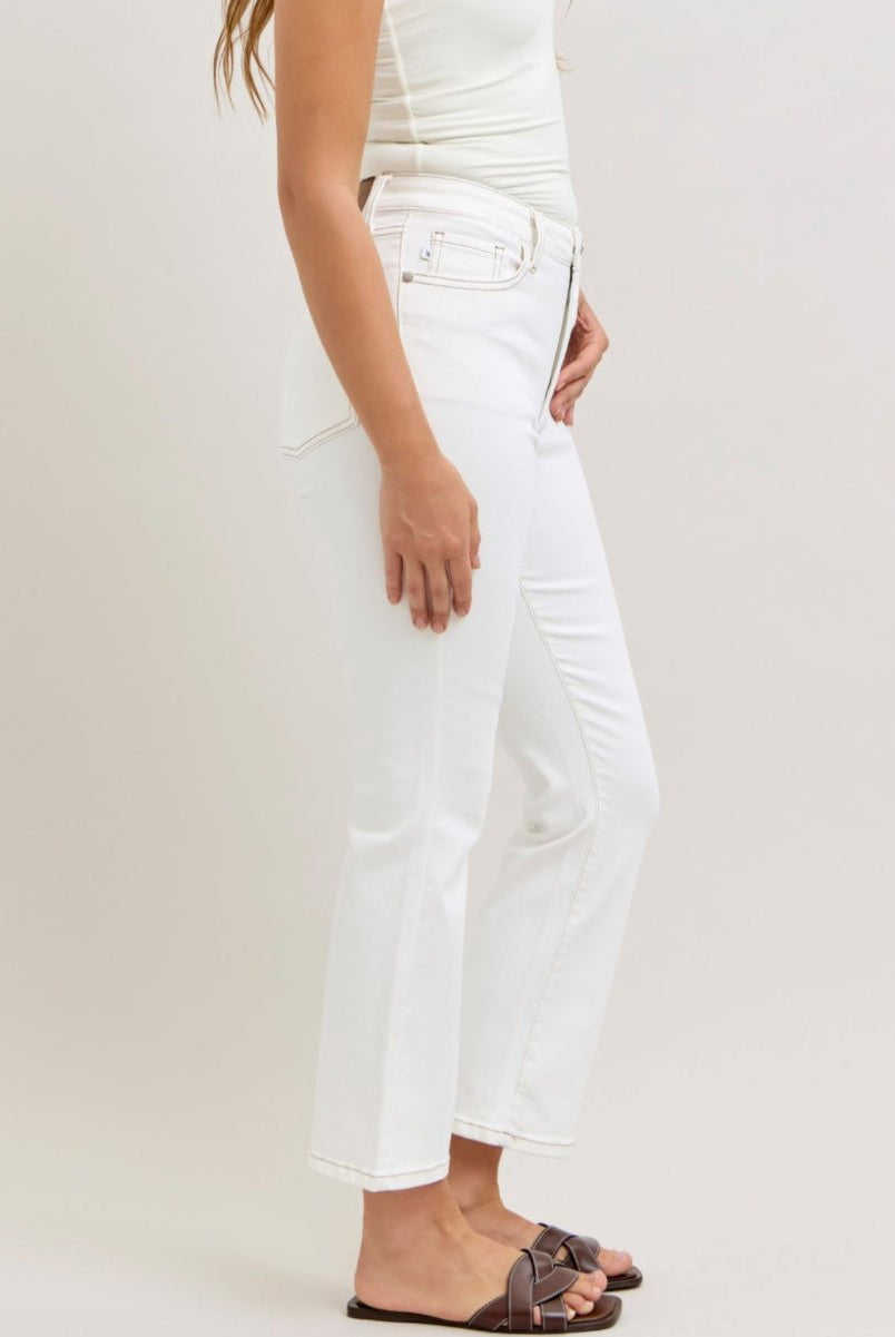 Judy Blue White High Waisted Kick Flare Jeans 26" Inseam - A'Bekah's Boutique