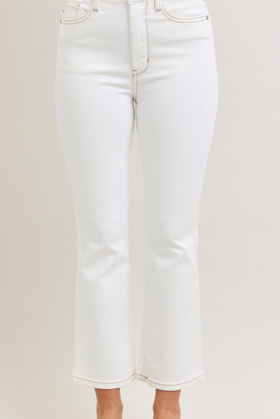 Judy Blue White High Waisted Kick Flare Jeans 26" Inseam - A'Bekah's Boutique