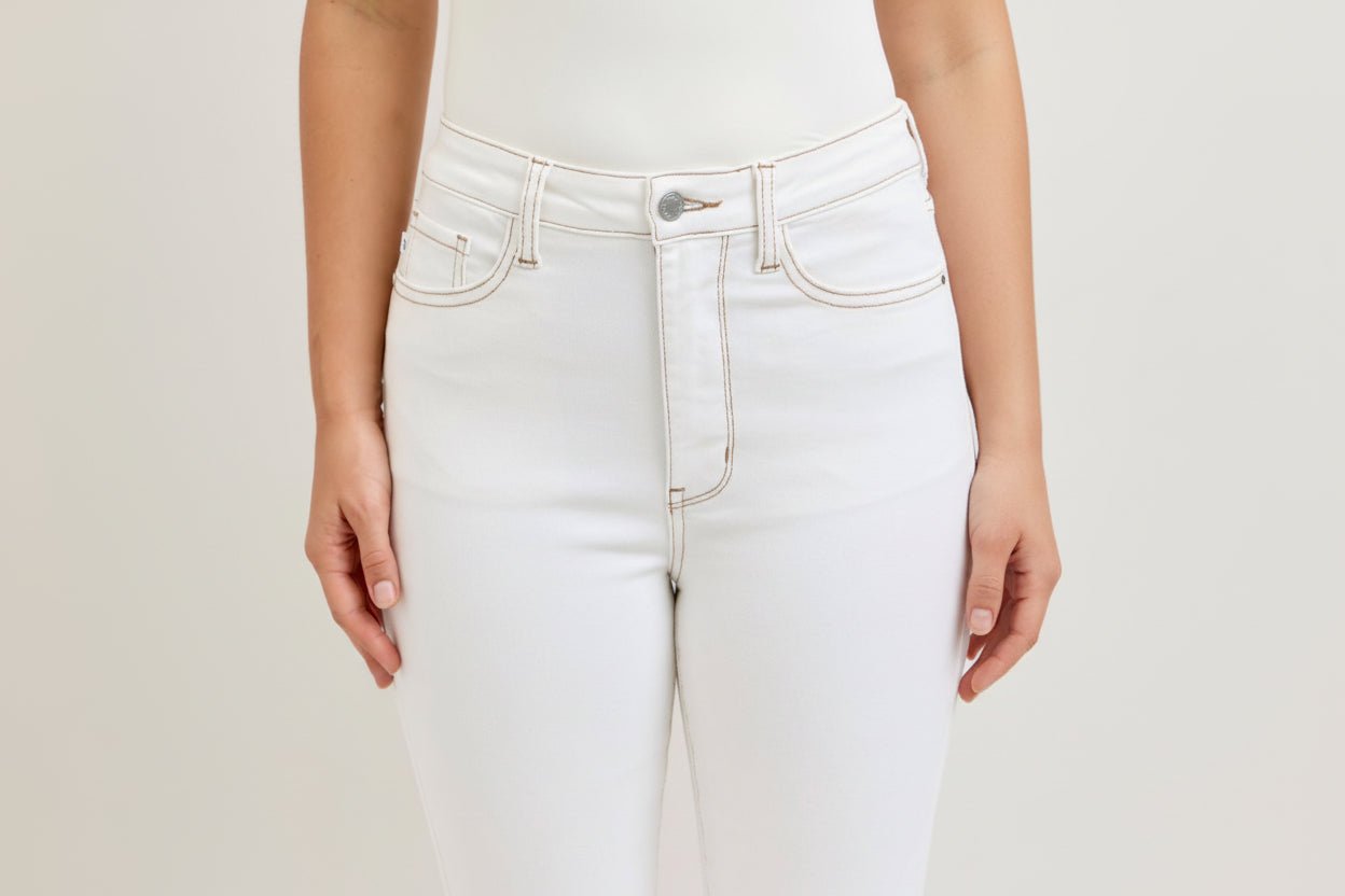 Judy Blue White High Waisted Kick Flare Jeans 26" Inseam - A'Bekah's Boutique