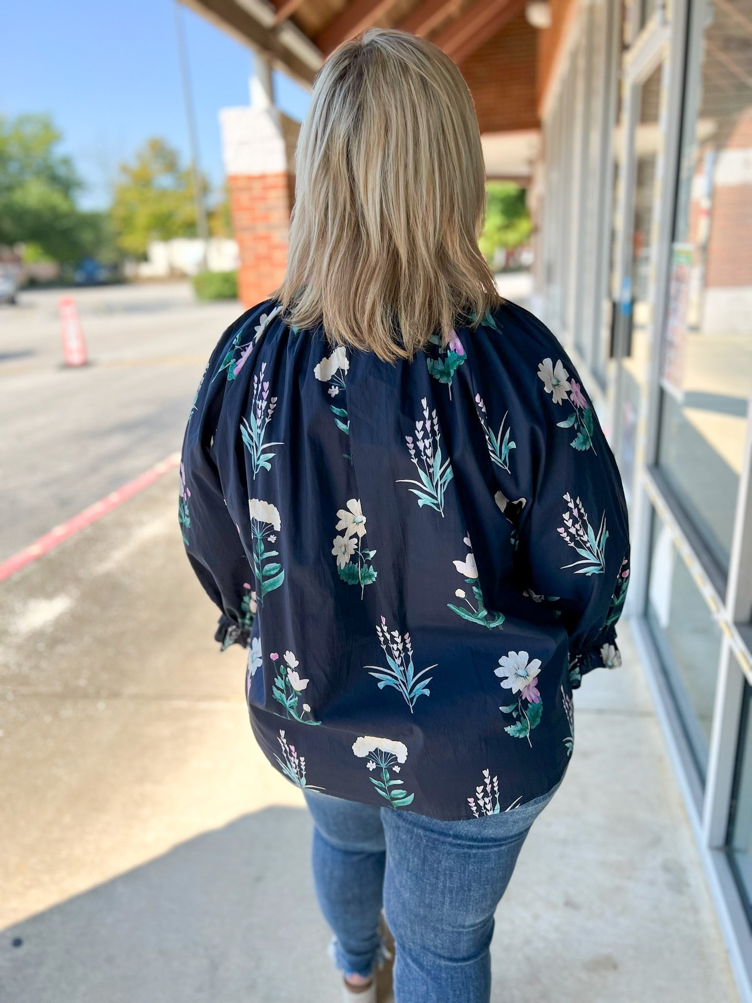 Just Because Curvy Midnight Mix Floral V - Neck Top (C) - A'Bekah's Boutique