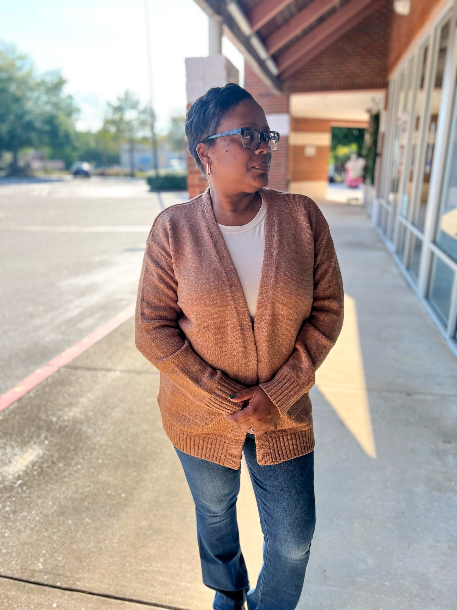 Just For You Deep Camel Long Sleeve Open Front Cardigan with Pockets - A'Bekah's Boutique