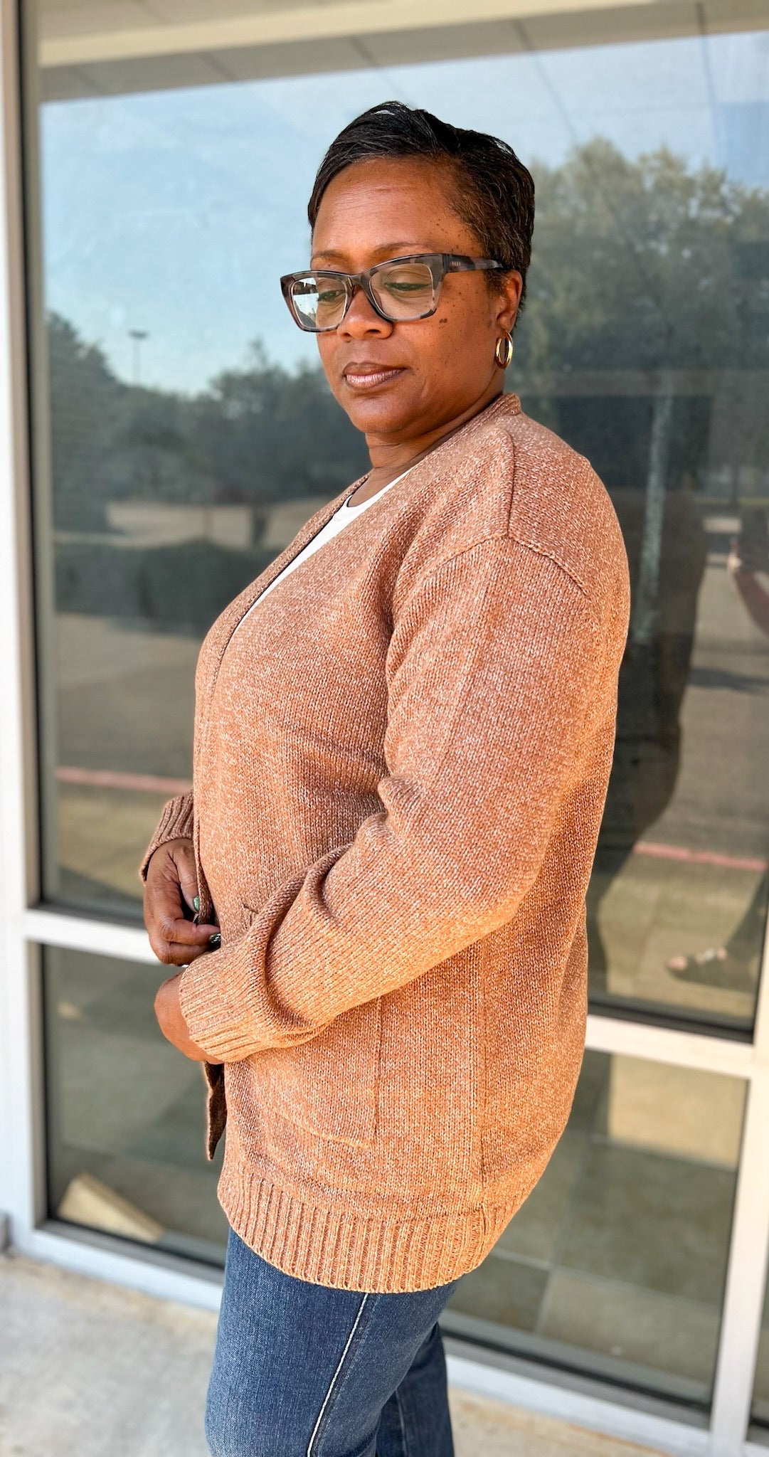 Just For You Deep Camel Long Sleeve Open Front Cardigan with Pockets - A'Bekah's Boutique