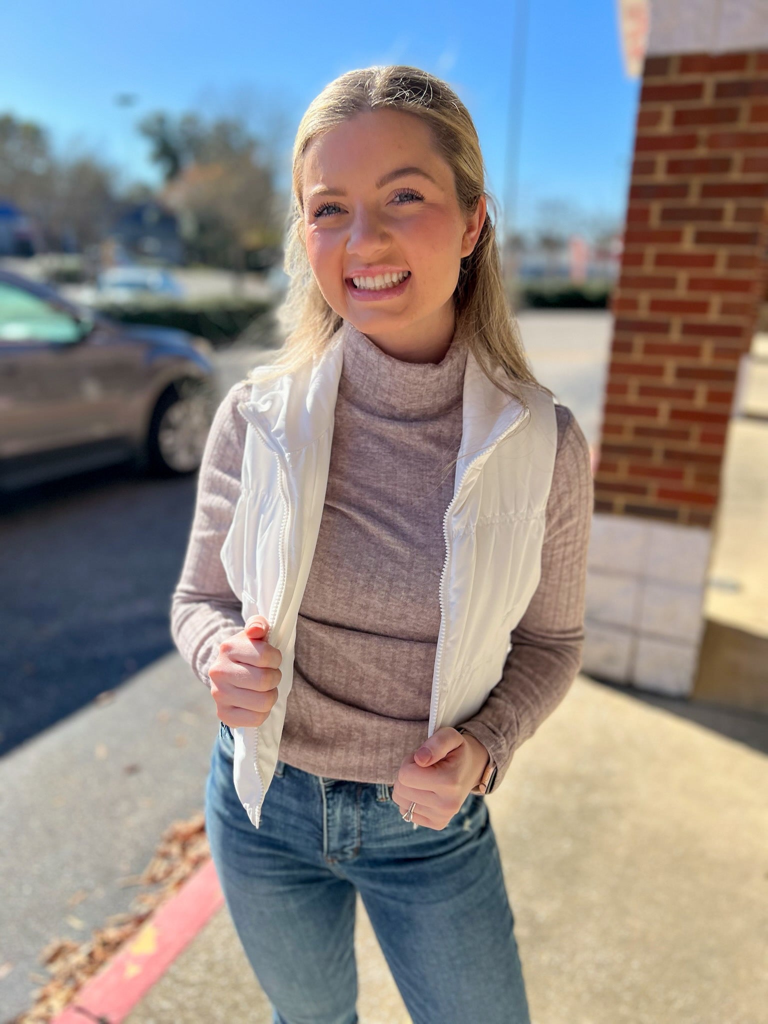 Just One Chance White Zip Front Puffer Vest - A'Bekah's Boutique