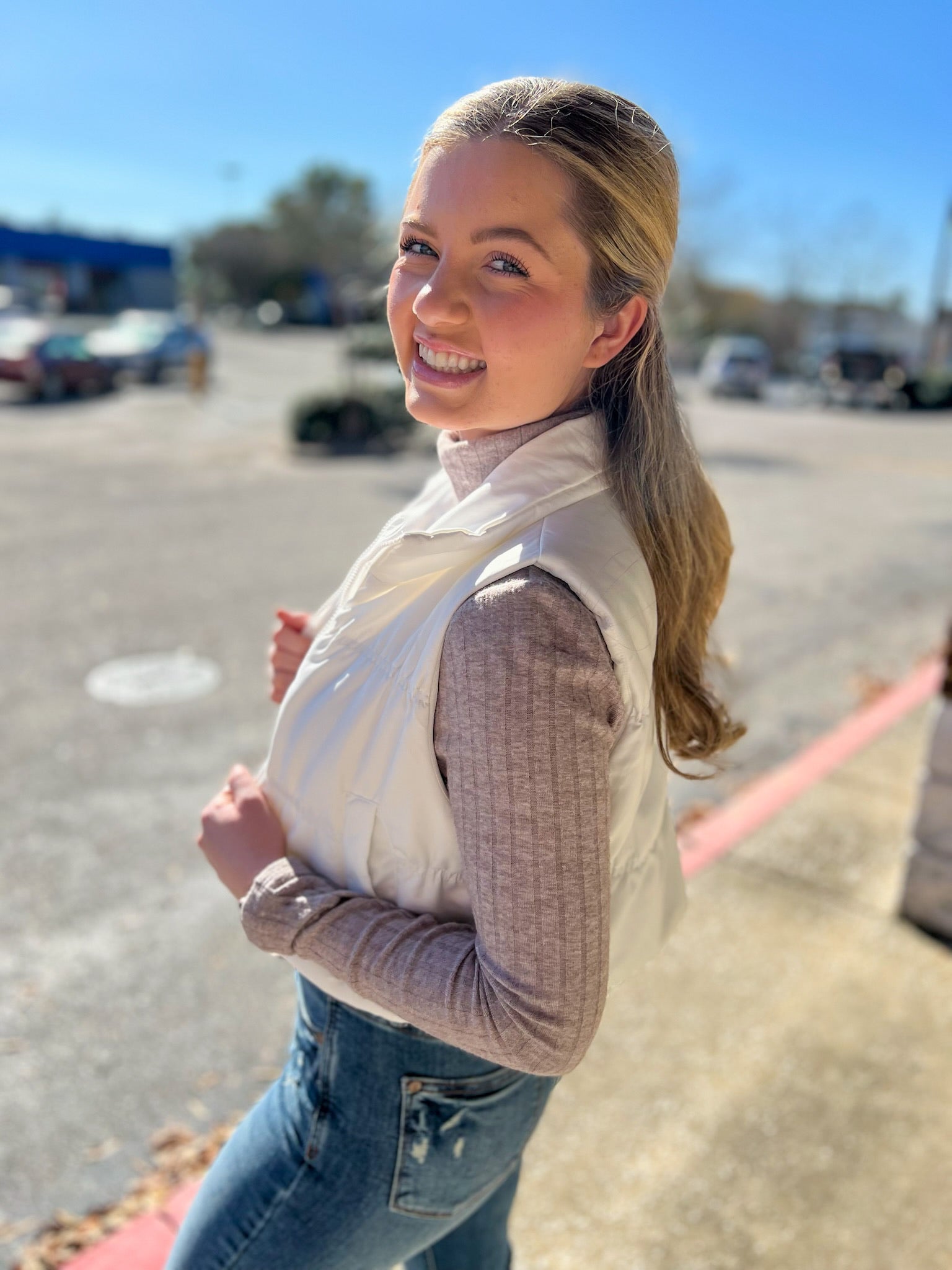 Just One Chance White Zip Front Puffer Vest - A'Bekah's Boutique