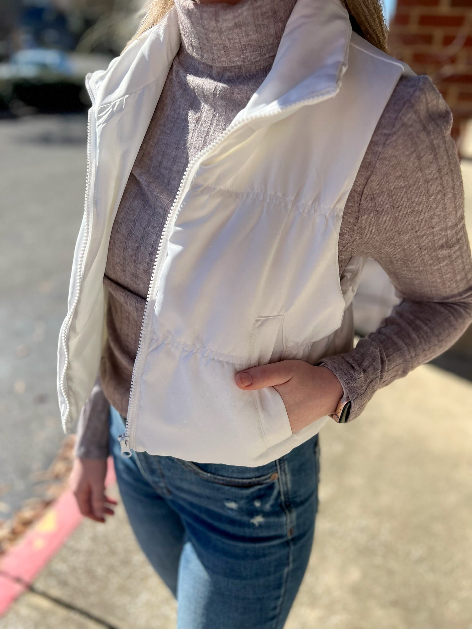 Just One Chance White Zip Front Puffer Vest - A'Bekah's Boutique