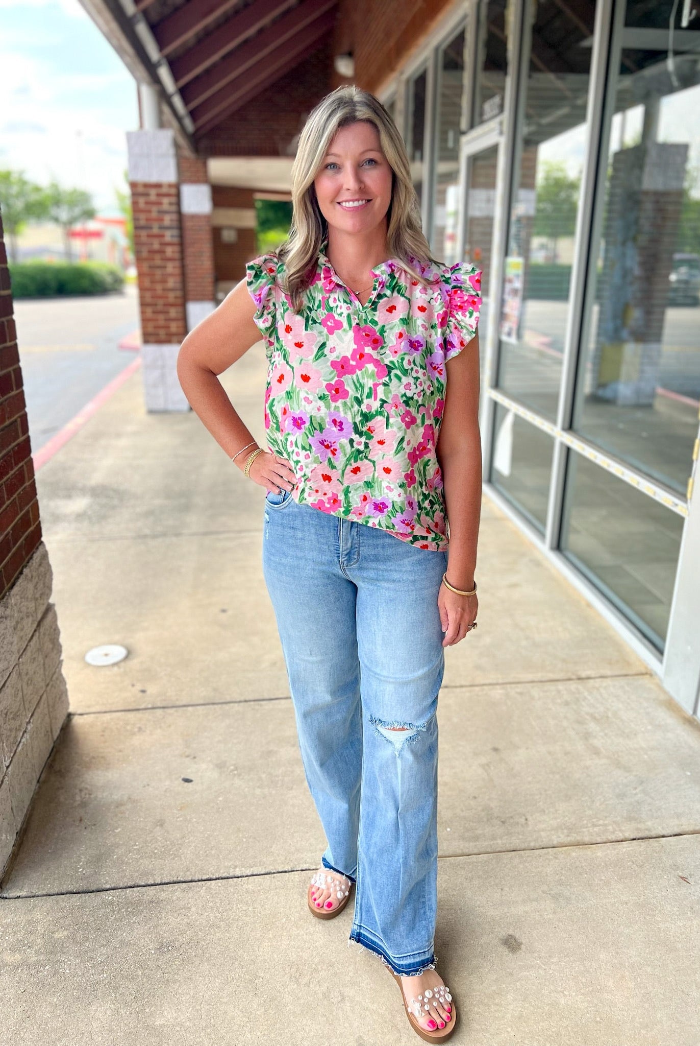 Kept Promises Pink Floral V - Neck Top - A'Bekah's Boutique
