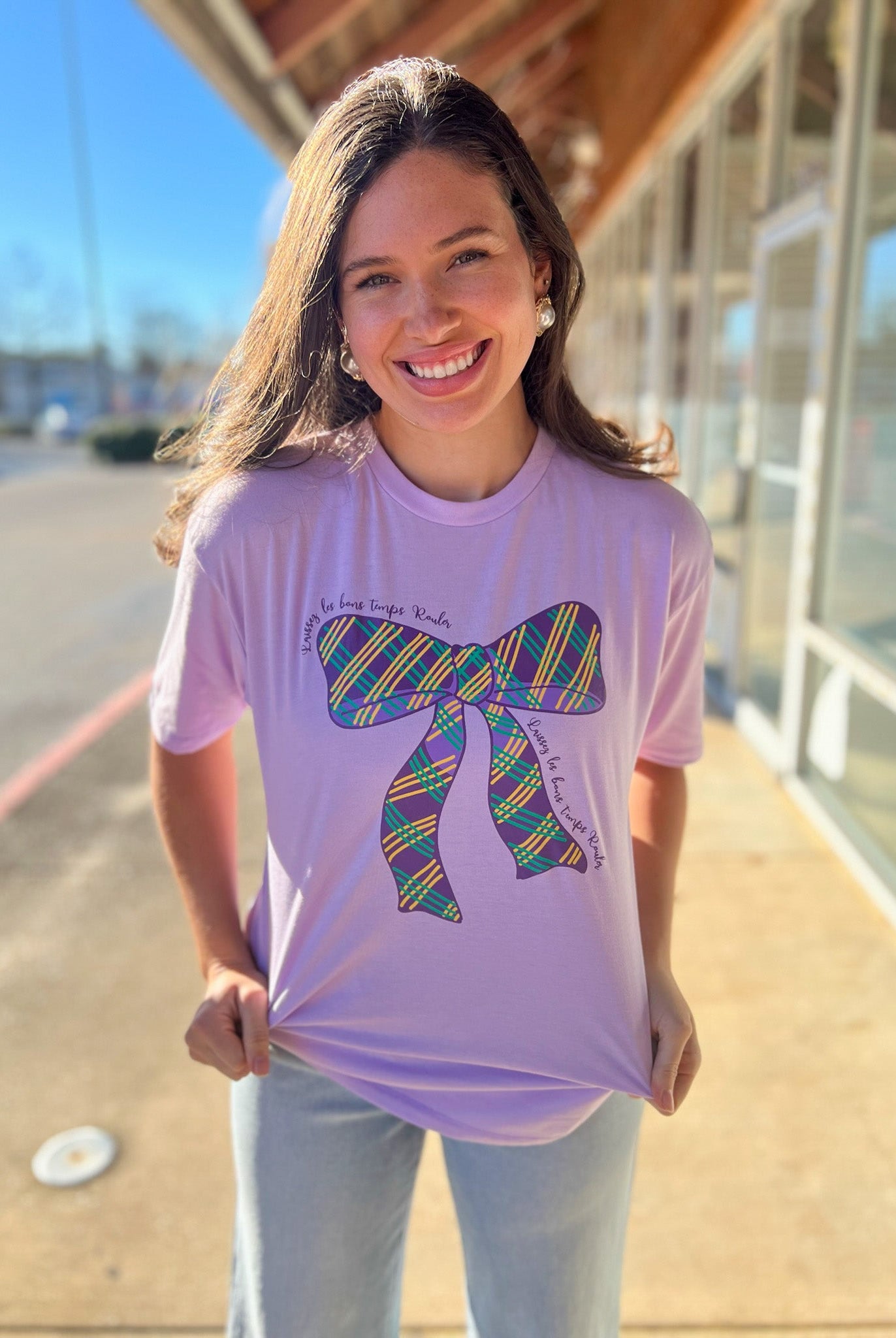 Laissez Bow Crew Neck T-Shirt Light Purple/Multi - Asst. - A'Bekah's Boutique