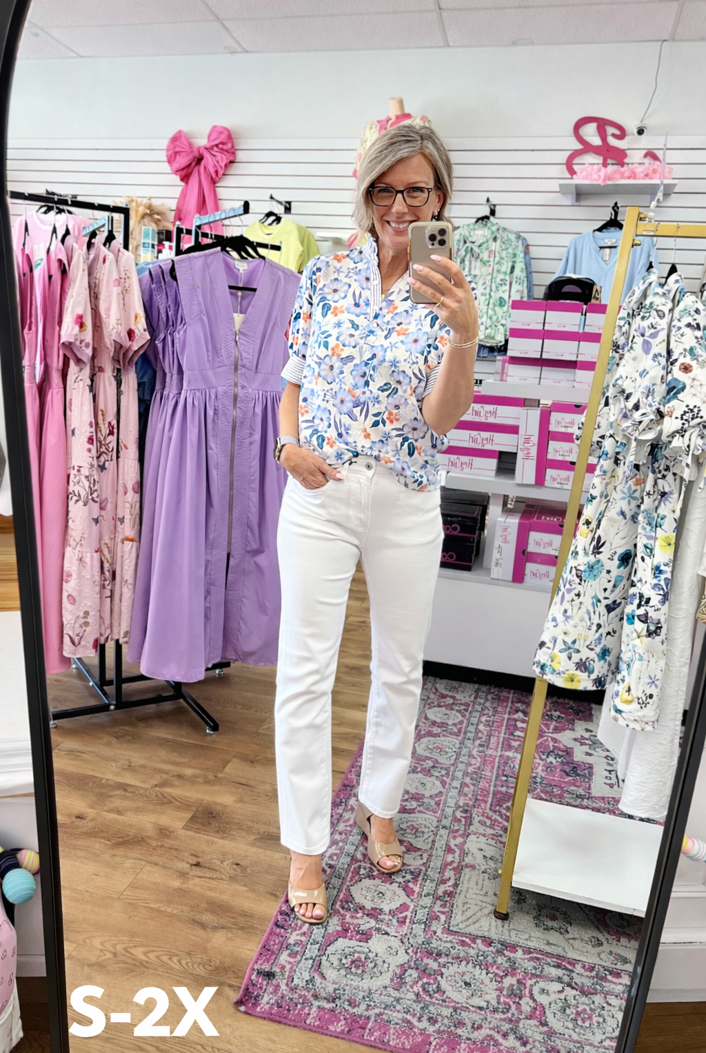 Lavender Jacquard Floral Top with Short Puff Sleeves - A'Bekah's Boutique