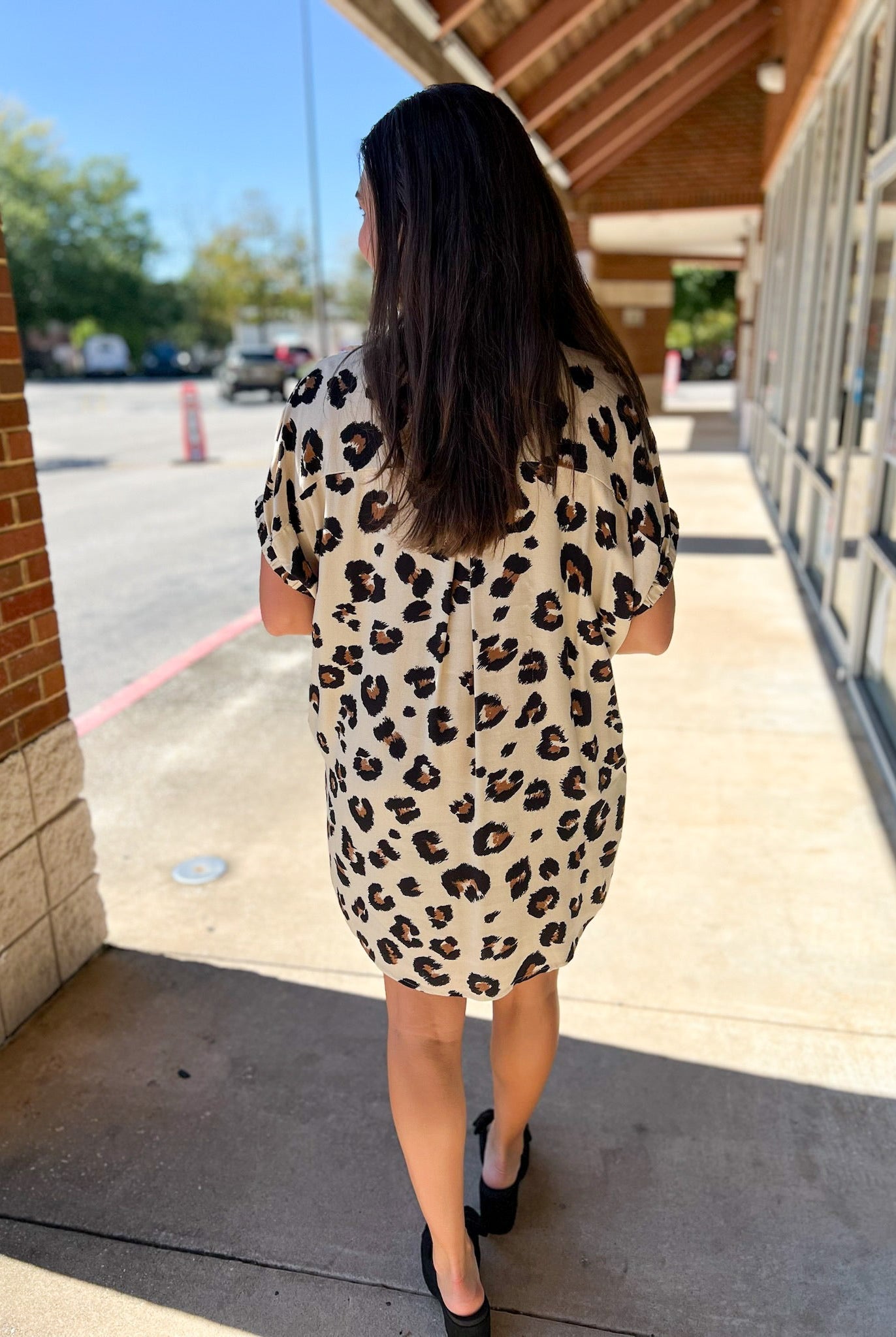 Leopard Print V - Neck Dress with Pockets (R) - A'Bekah's Boutique