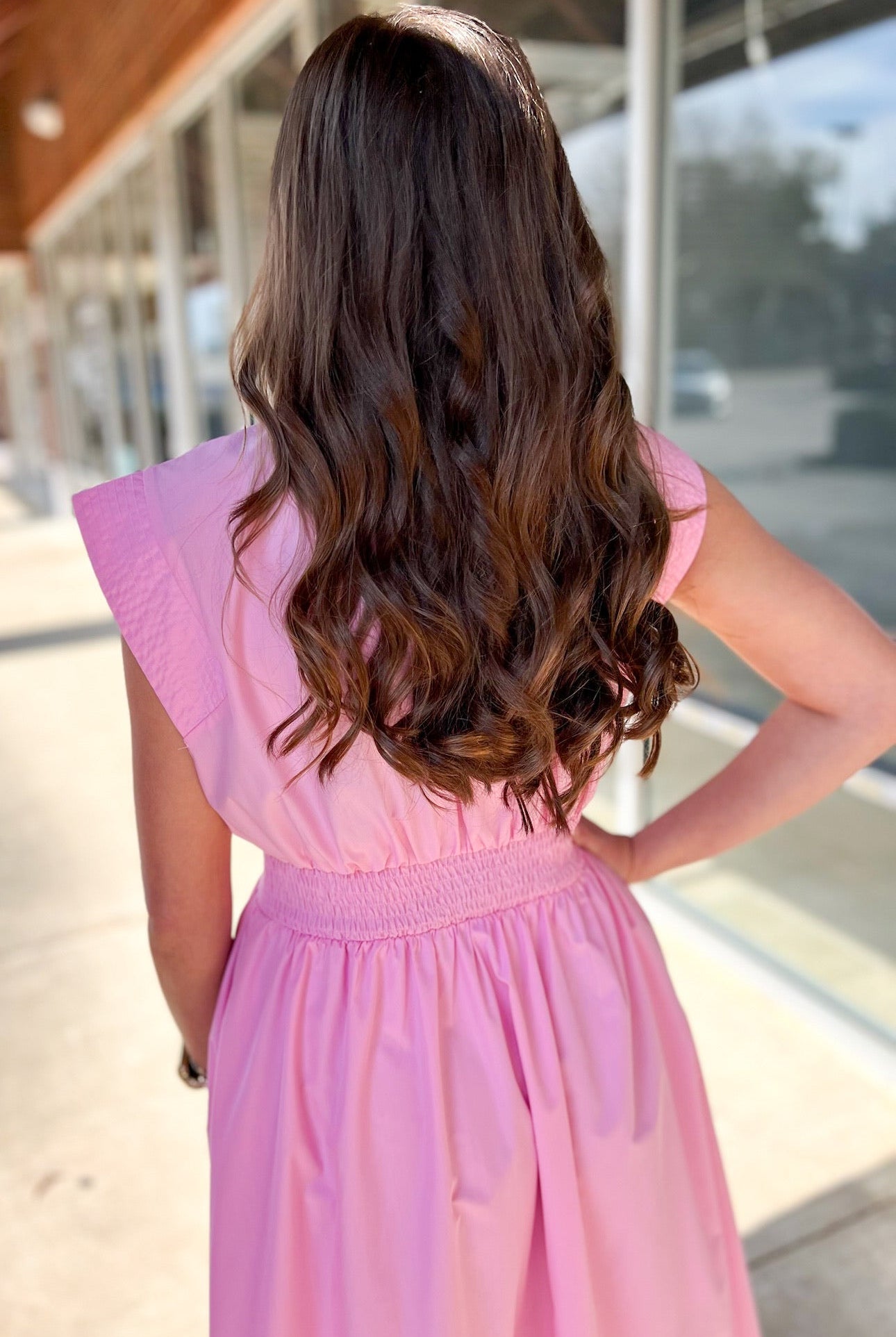 Light Pink Zip Front Cap Sleeve Midi Dress with Pockets - A'Bekah's Boutique