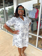Like Never Before Off White and Navy Floral Dress (C) - A'Bekah's Boutique