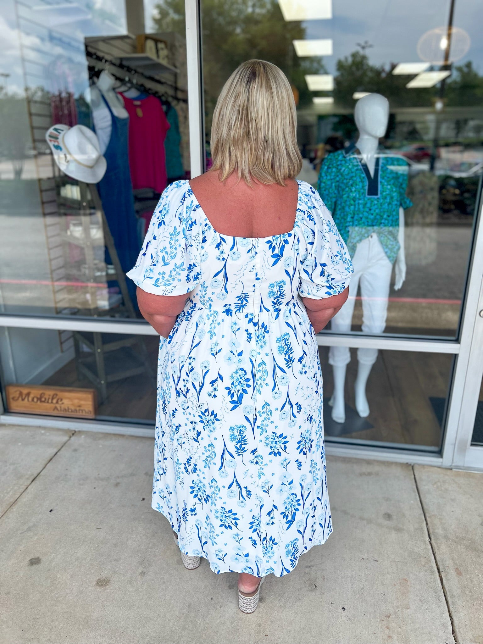 Live Your Best Curvy Sky Blue Floral Midi Dress - A'Bekah's Boutique
