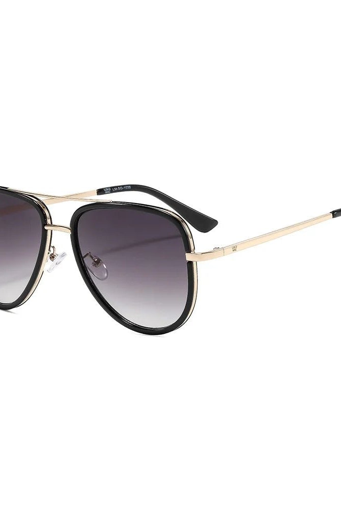 LULU MAC Black and Gold Aviator Sunglasses - A'Bekah's Boutique