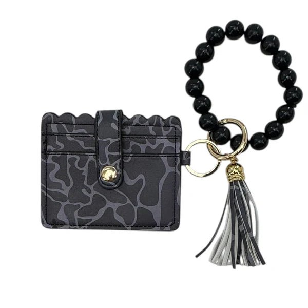 Lulu Mac Black Camo Beaded Wristlet ID Wallet - A'Bekah's Boutique