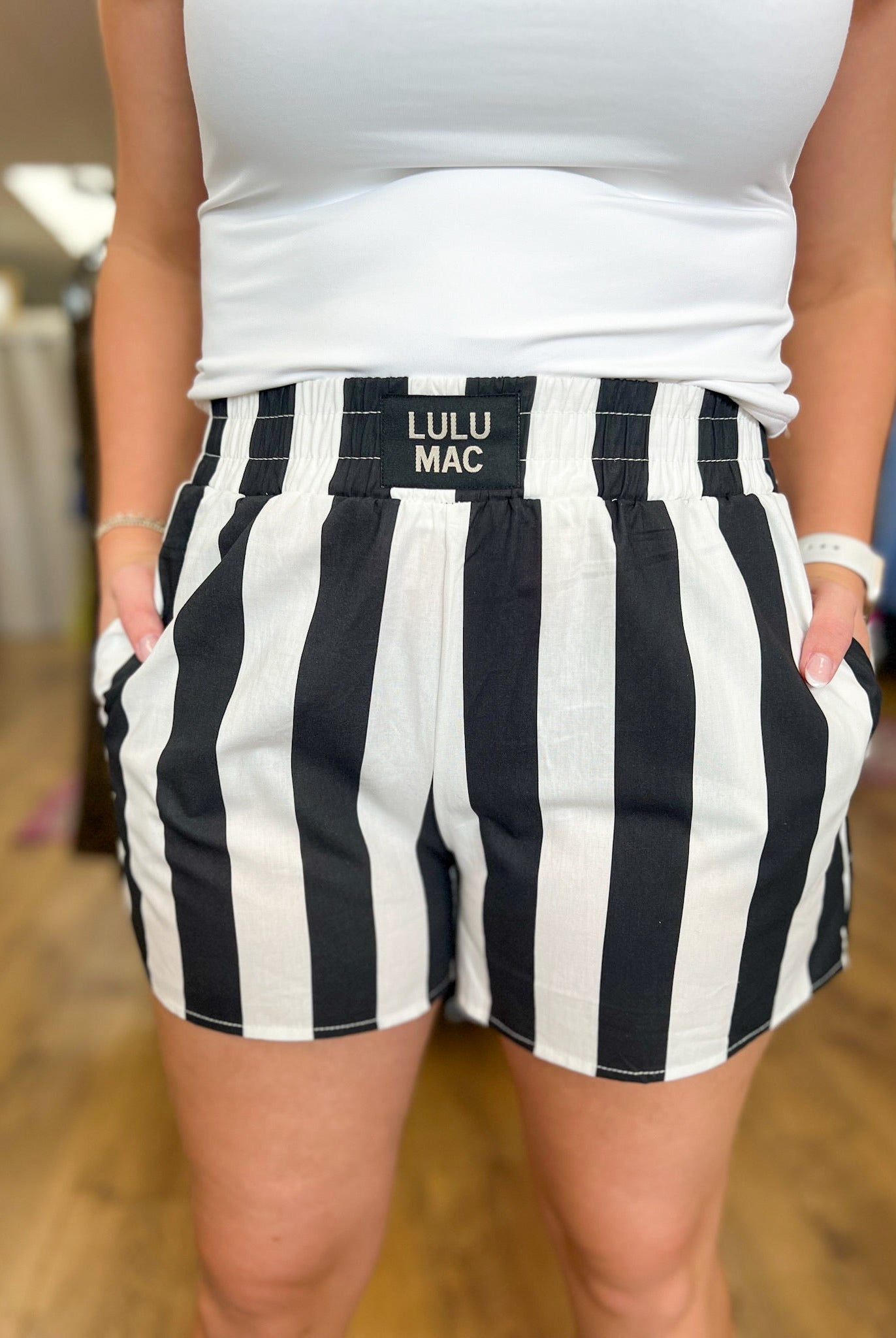 Lulu Mac Black & White Striped Darby Boxer Short - A'Bekah's Boutique