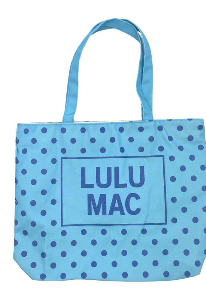 Lulu Mac Blue on Blue Polka Dot Tote Bag - A'Bekah's Boutique