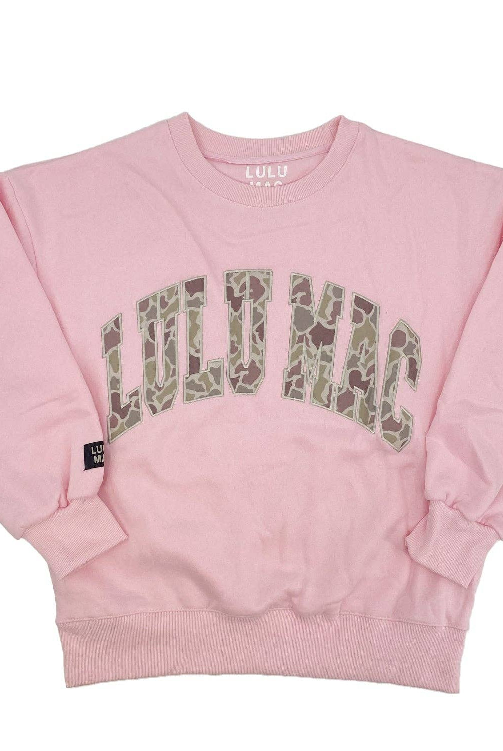 LULU MAC Camo/Light Pink Embroidered Sweatshirt *PRE - ORDER* - A'Bekah's Boutique