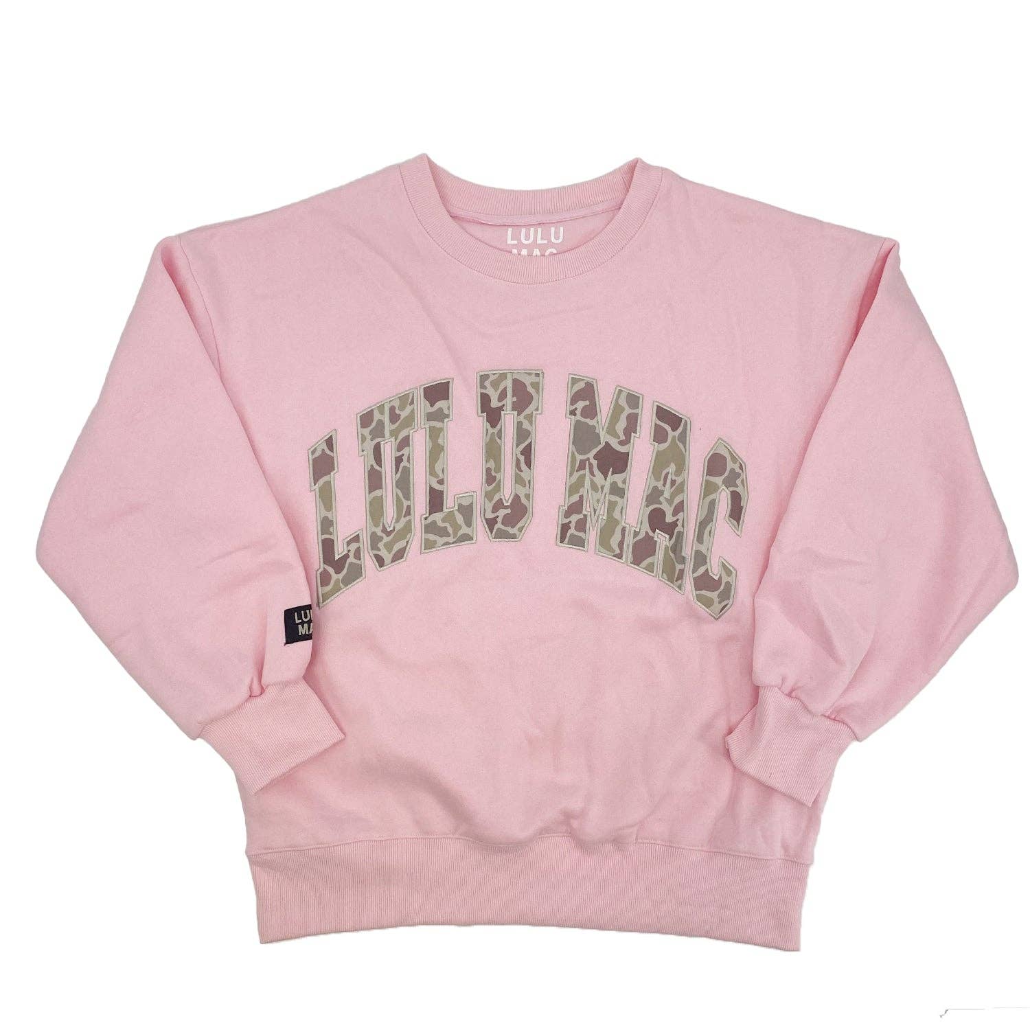 LULU MAC Camo/Light Pink Embroidered Sweatshirt *PRE - ORDER* - A'Bekah's Boutique