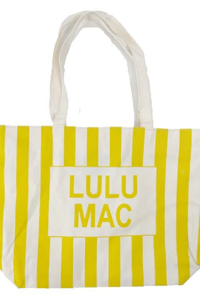 Lulu Mac Canvas Tote Yellow/White Stripe - A'Bekah's Boutique