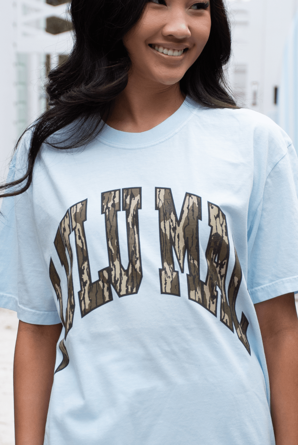 Lulu Mac Chambray Blue Comfort Colors Mossy Oak Tee - A'Bekah's Boutique