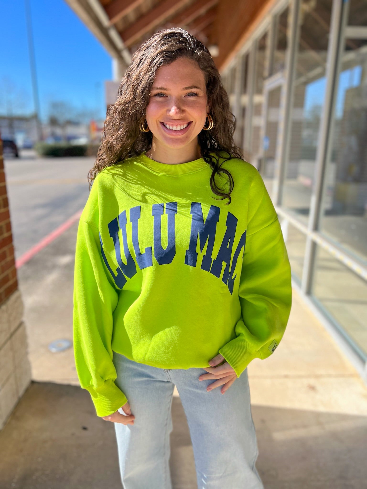 LULU MAC Chartruese/Deep Blue Sweatshirt - A'Bekah's Boutique