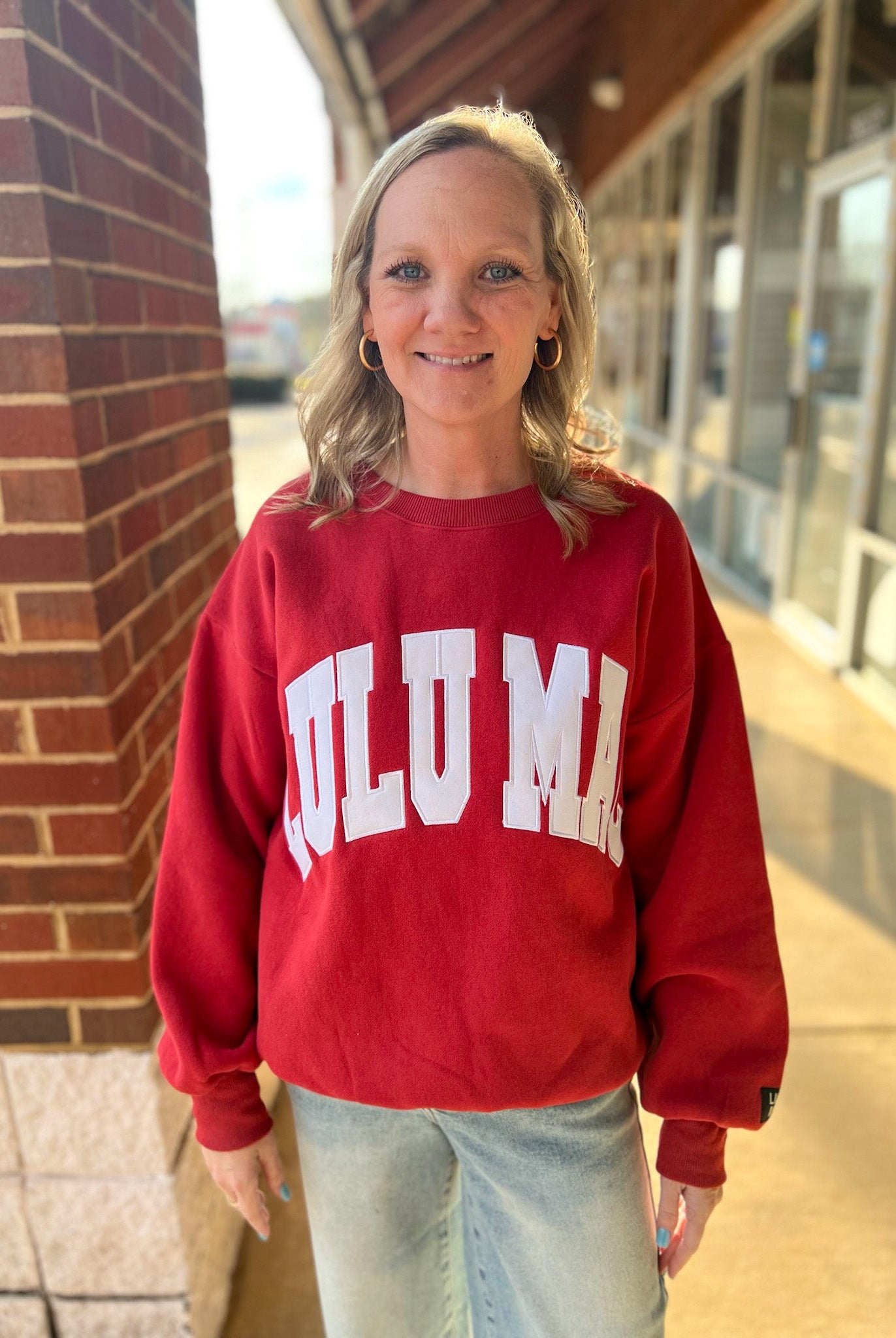 Lulu Mac Crimson/White - Stitch Sweatshirt - A'Bekah's Boutique