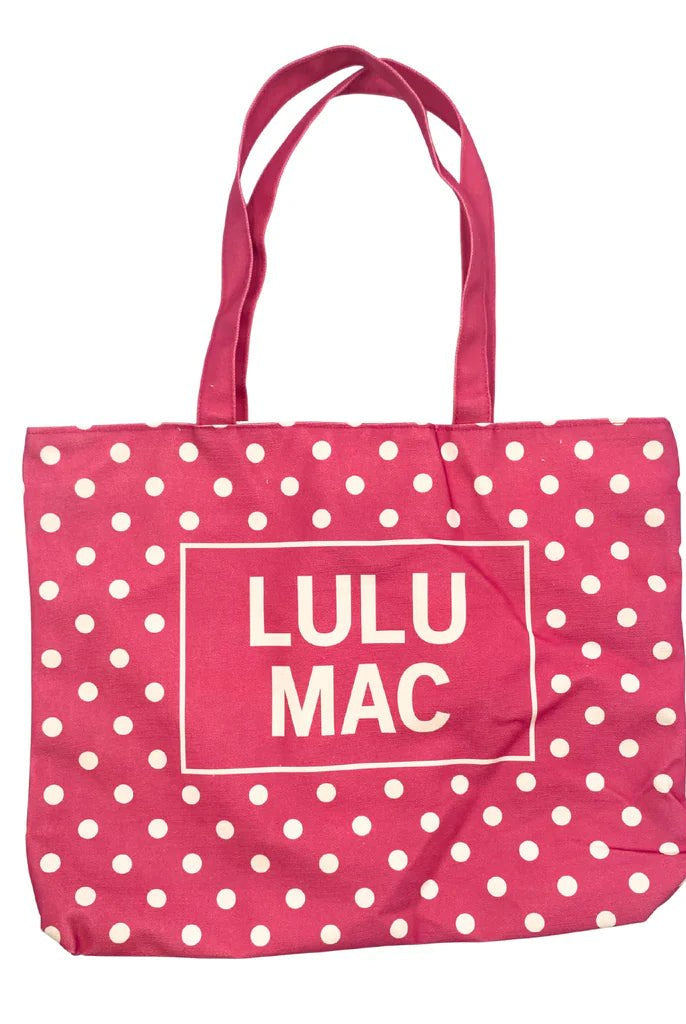 Lulu Mac Hot Pink with White Polka Dots Tote Bag - A'Bekah's Boutique
