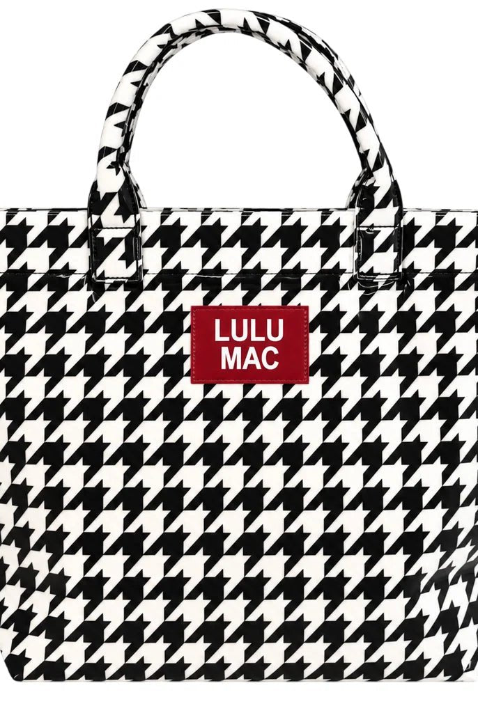 LULU MAC Houndstooth Tote Bag with Crimson Patch - A'Bekah's Boutique