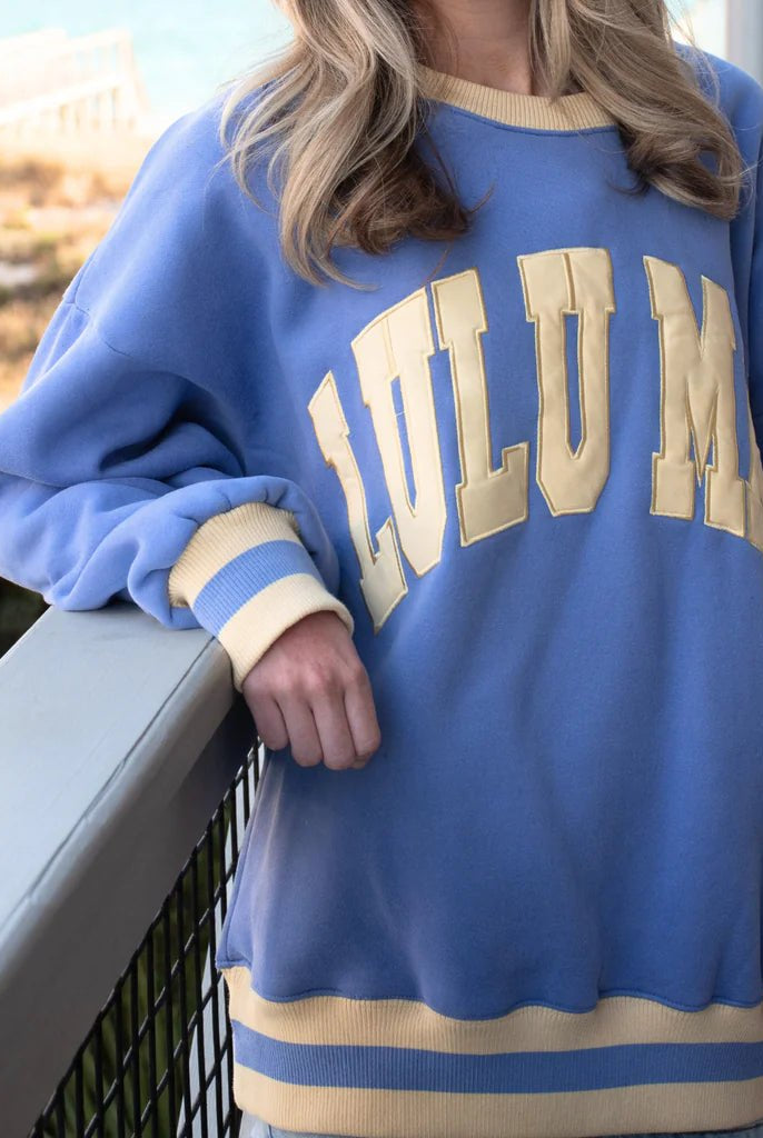 Lulu Mac Lavender Sweatshirt with Butter Yellow Lettering - A'Bekah's Boutique