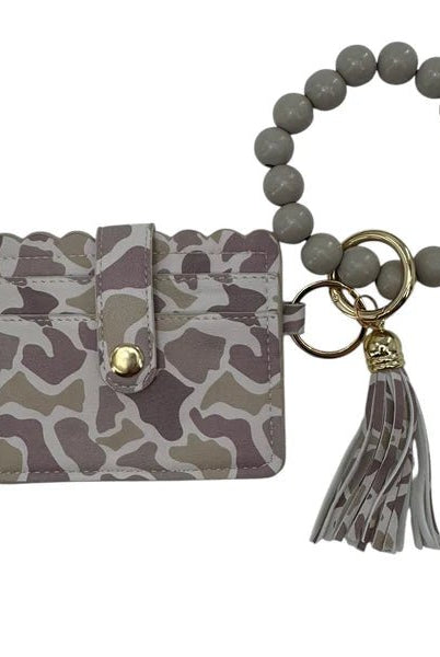 Lulu Mac Light Camo Beaded Wristlet ID Wallet - A'Bekah's Boutique