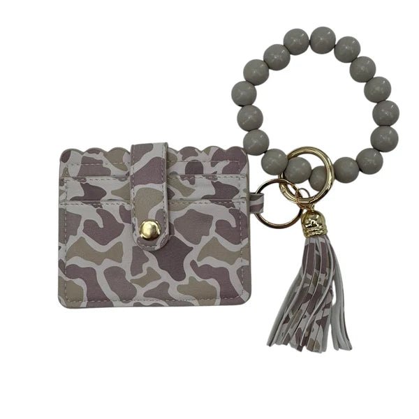 Lulu Mac Light Camo Beaded Wristlet ID Wallet - A'Bekah's Boutique