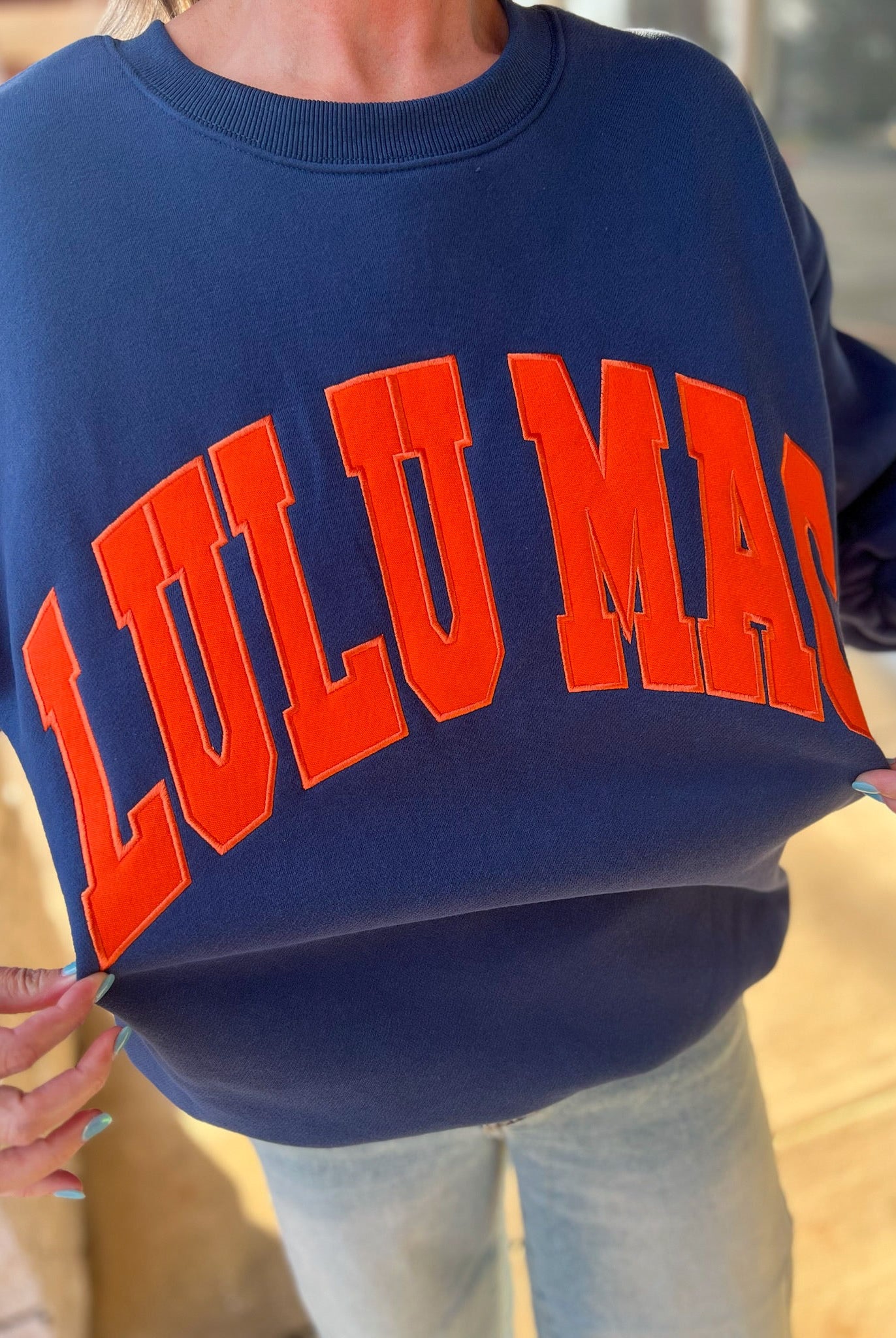 Lulu Mac Navy/Orange - Stitch Sweatshirt - A'Bekah's Boutique